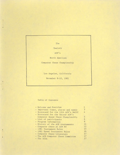 The Twelfth ACM's North American Computer Chess Championship